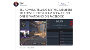 ESL Reportedly Tells Mythic CS:GO Team Members To Shut Off Streams