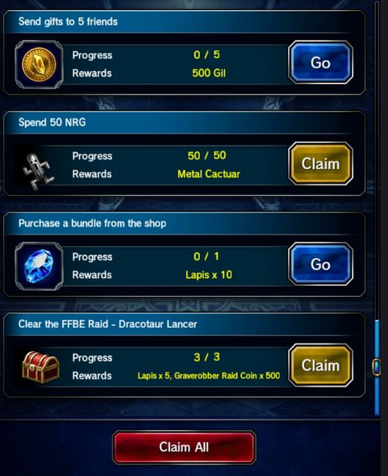 Daily Quest FFBE