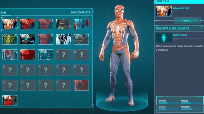 spider man ps4 unlock Advanced Suit