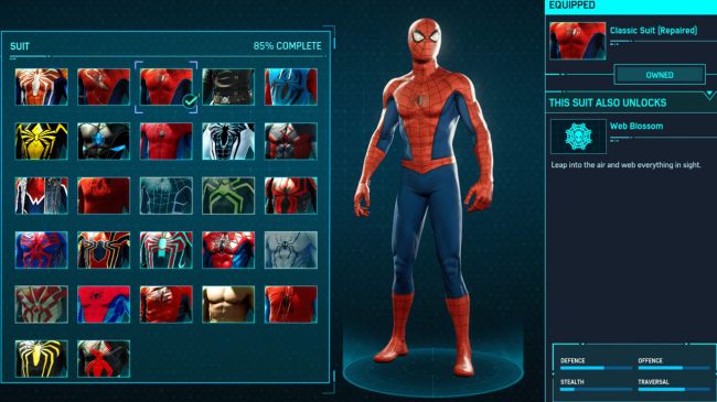 spider man ps 4 Classic Suit Repaired