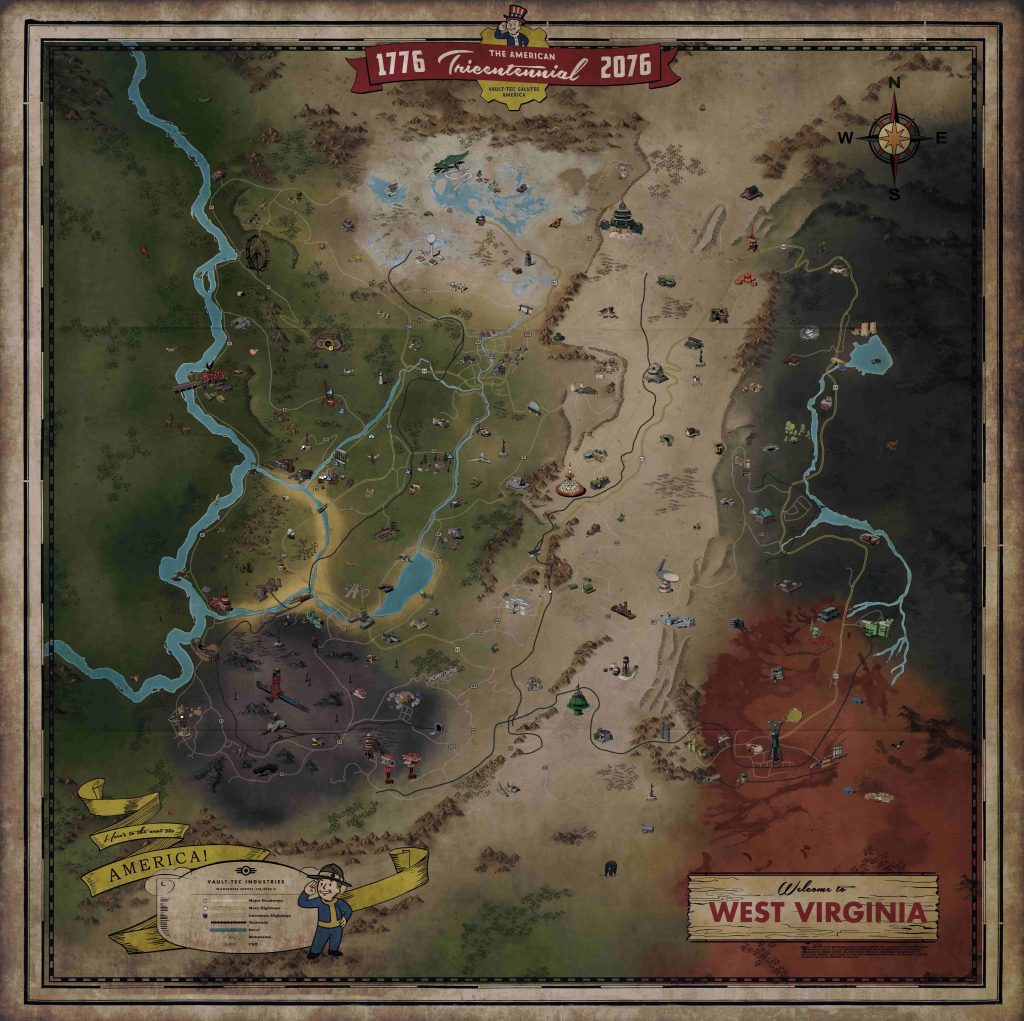 Bethesda Unveils Humongous Fallout 76 West Virginia Map